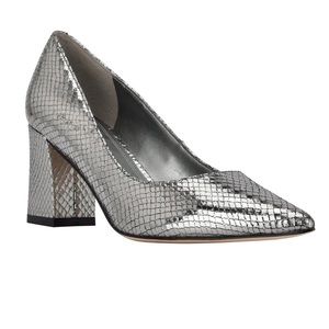 Marc Fisher Silver Block Heel Pumps